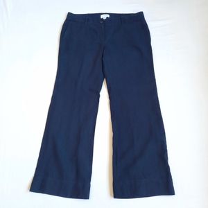 Ann Taylor LOFT Marisa wide leg linen pants trousers navy blue 10p petite